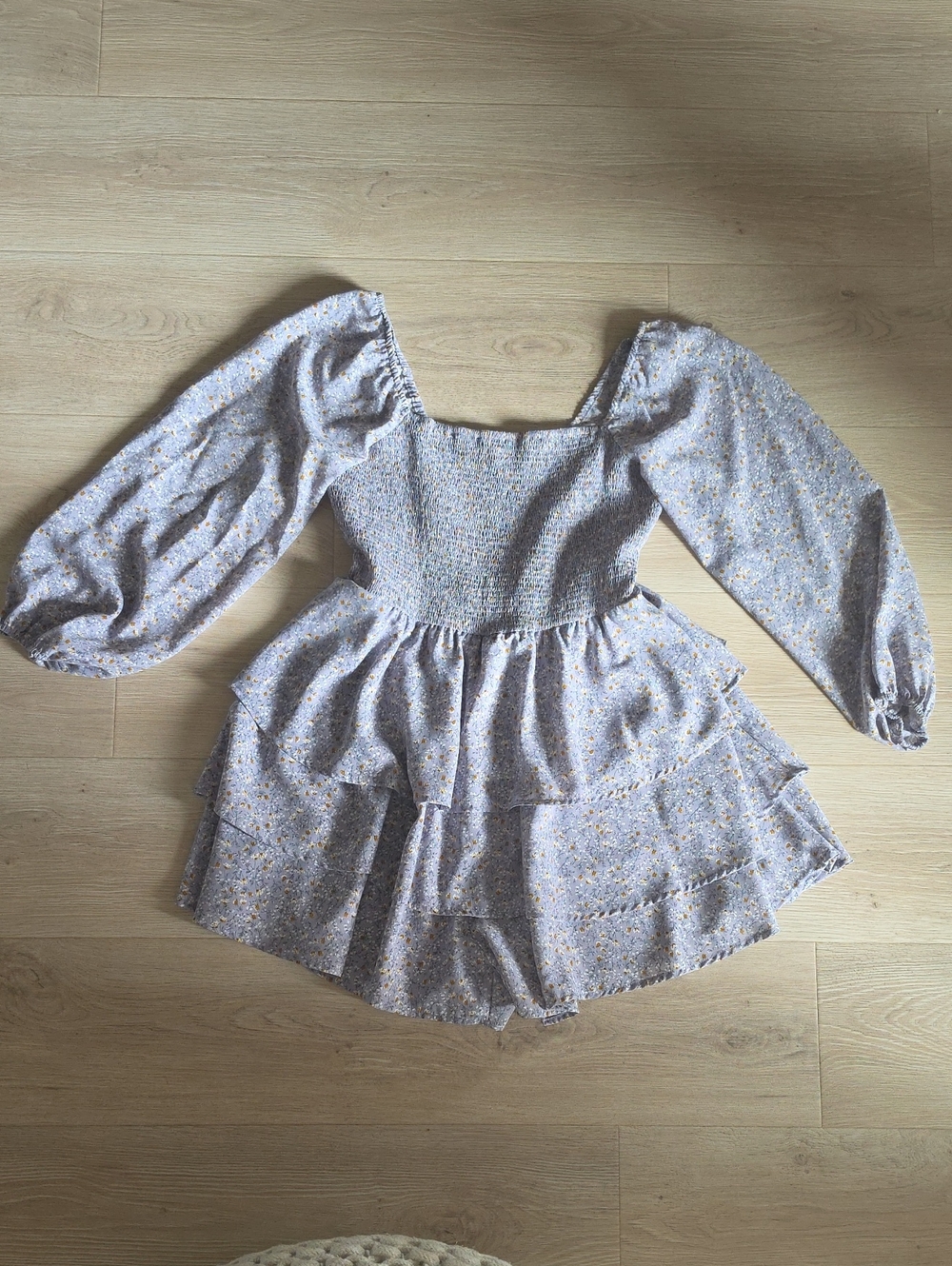 entro Lavender Floral Smocked Tiered Romper